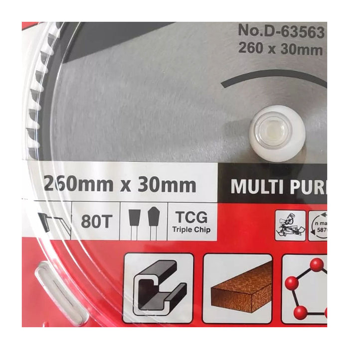Lưỡi cưa đa vật liệu TCT Makita đường kính 260mm, số răng từ 80-120 kiểu TCG, lỗ cốt 30mm dùng cho máy cưa đa góc ( Cấp 1 sao )