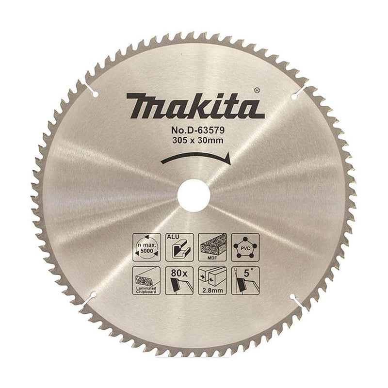 Lưỡi cưa đa vật liệu TCT Makita đường kính 305mm, số răng từ 80-120 kiểu TCG, lỗ cốt 30mm dùng cho máy cưa đa góc ( Cấp 1 sao )