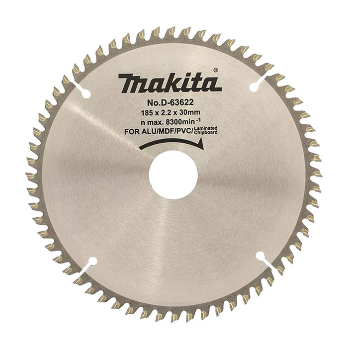 Lưỡi cưa đa vật liệu TCT Makita D-63622 đường kính 185mm, 60 răng kiểu TCG, lỗ cốt 30mm dùng cho máy cưa đĩa ( Cấp 1 sao )