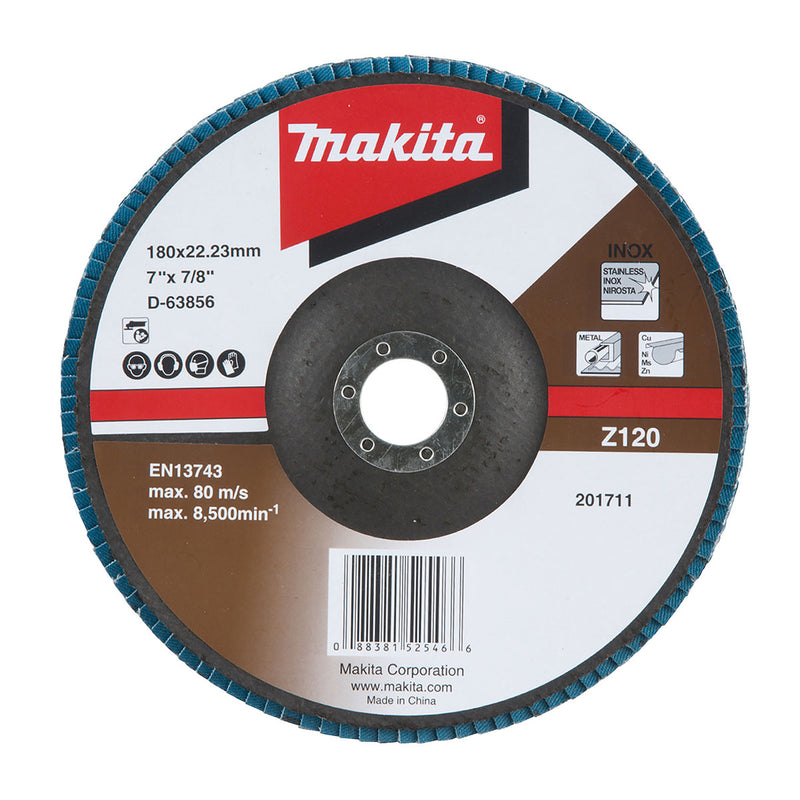 Đĩa nhám xếp đánh Inox 180mm ( 7 inch ) Makita hạt Zirconium, lỗ cốt 22.23mm mặt vát góc ( Cấp 1 sao )
