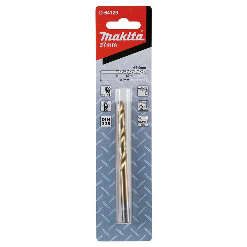 Mũi khoan kim loại HSS-Tin Makita loại kinh tế, kích thước từ 4.5mm - 13mm, đuôi trơn ( cấp 2 sao )