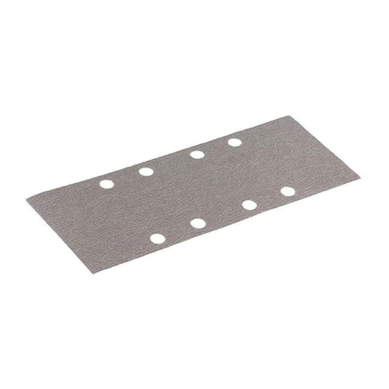 Hộp 10 giấy nhám chữ nhật đục lỗ 93x228mm Makita cho gỗ, nhựa PVC và tẩy sơn bề mặt dùng với đế kẹp tương thích với các máy BO3711, BO3710, DBO380, DBO381 ( Cấp 2 sao )