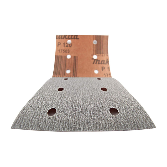 Hộp 10 giấy nhám vuông đục lỗ 114x140mm Makita cho gỗ, nhựa PVC và tẩy sơn bề mặt dùng với đế kẹp tương thích với các máy BO451OH, BO4558, BO4556, BO4555,BO4557 ( Cấp 2 sao )