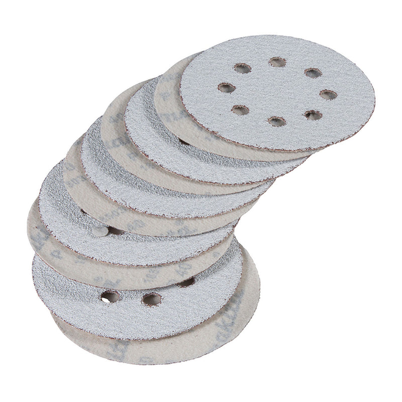 Hộp 10 giấy nhàm tròn đục lỗ 125mm ( 5 inch ) Makita cho việc tẩy sơn bề mặt dùng với đế gai ( Cấp 2 sao )