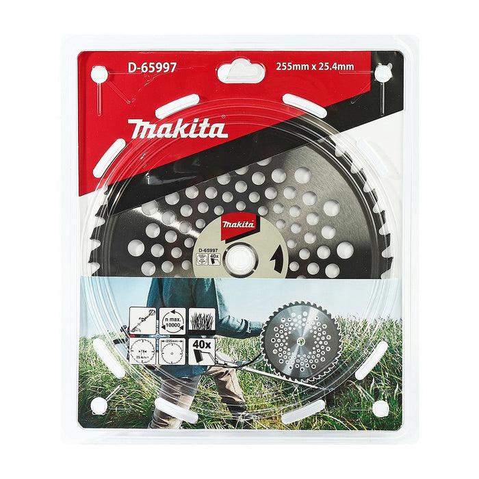 Lưỡi cắt cỏ TCT cao cấp Makita đường kính 255mm, số răng từ 36 - 40 răng cho bụi rậm và thân cây mỏng