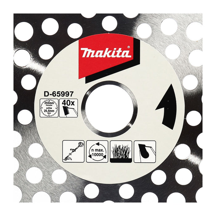 Lưỡi cắt cỏ TCT cao cấp Makita đường kính 255mm, số răng từ 36 - 40 răng cho bụi rậm và thân cây mỏng