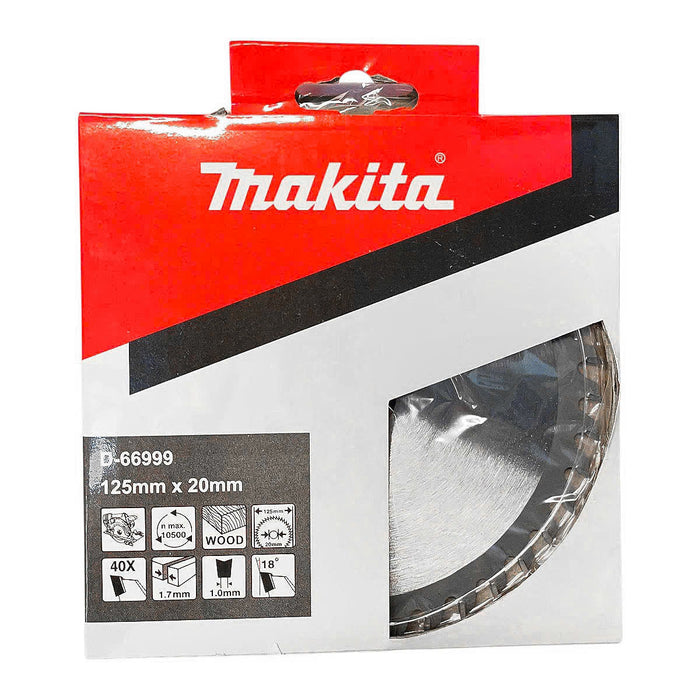 Lưỡi cưa gỗ TCT Makita D-66999 đường kính 125mm, lỗ cốt 20mm, 40 răng loại ATAFR