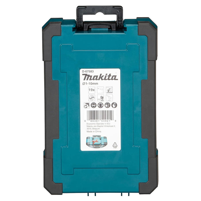 Bộ 19 mũi khoan kim loại HSS M-Force Makita D-67583 kích thước từ 1mm - 10mm, đuôi trơn