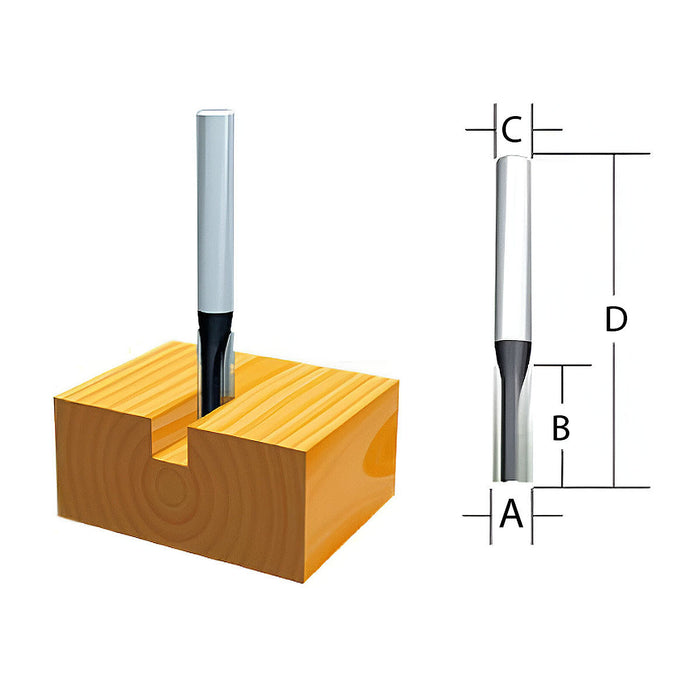 Mũi phay rãnh thẳng 1 cạnh lưỡi hệ inch Makita cốt 1/4 inch, đường kính hiệu dụng từ 1/8 inch - 1/4 inch ( Cấp 2 sao )