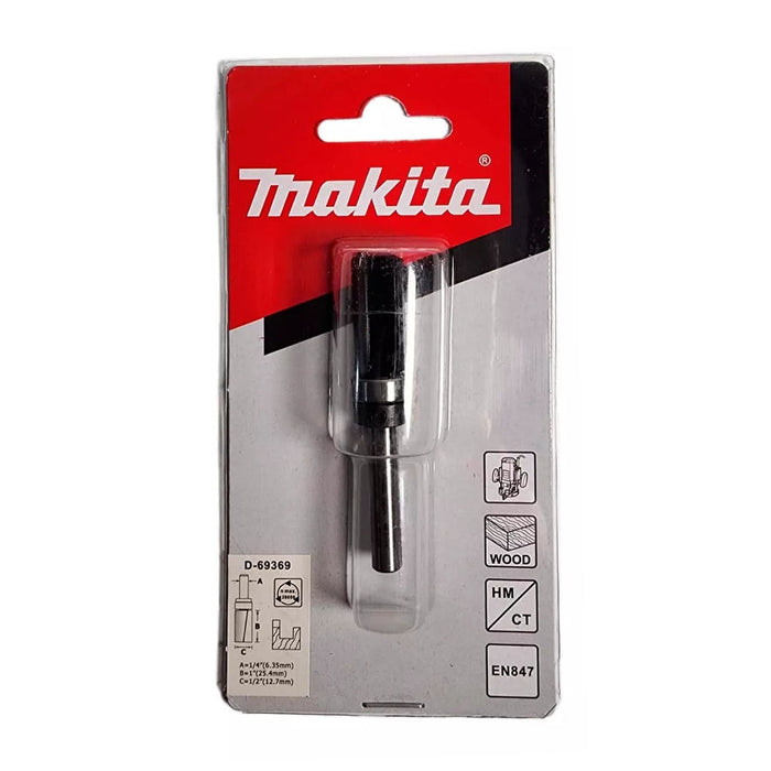 Mũi phay rãnh thẳng 2 cạnh lưỡi có ổ bi hệ inch Makita cốt 1/4 inch, đường kính hiệu dụng 1/2 inch ( Cấp 2 sao )