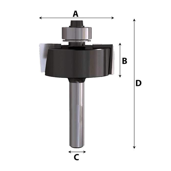 Mũi phay vát cạnh vuông có ổ bi hệ inch Makita D-70007 cốt 1/2 inch, đường kính hiệu dụng 1-1/4 inch ( Cấp 2 sao )