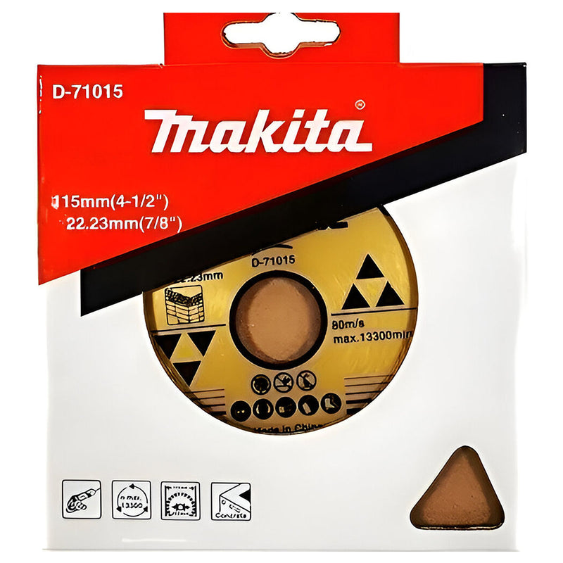 Lưỡi cắt kim cương, kiểu răng phân đoạn Makita D-71015 đường kính lưỡi 115mm, lỗ cốt 22.23mm, dùng cho bê tông
