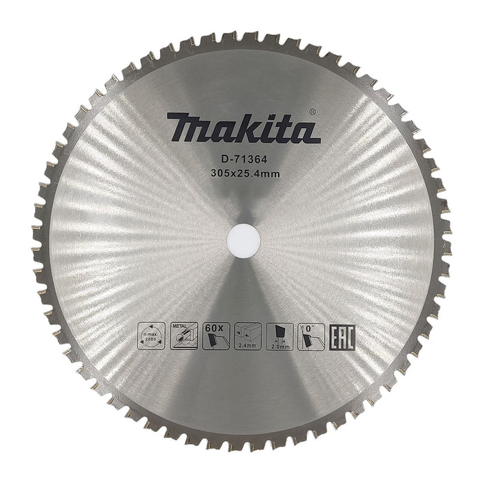 Lưỡi cưa kim loại TCT Makita D-71364 đường kính 305mm, 60 răng kiểu TCG, lỗ cốt 25.4mm dùng cho máy cưa bàn ( Cấp 2 sao )