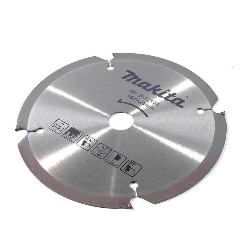 Lưỡi cưa tấm xi măng sợi Cellulose Makita D-72104 đường kính 165mm, 4 răng kiểu FTG, lỗ cốt 20mm ( Cấp 2 sao )