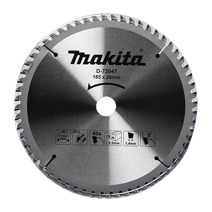 Lưỡi cưa nhôm TCT Makita D-73047 đường kính 185mm, 60 răng kiểu TCG lỗ cốt 20mm, dùng cho máy cưa đĩa ( Cấp 1 sao )