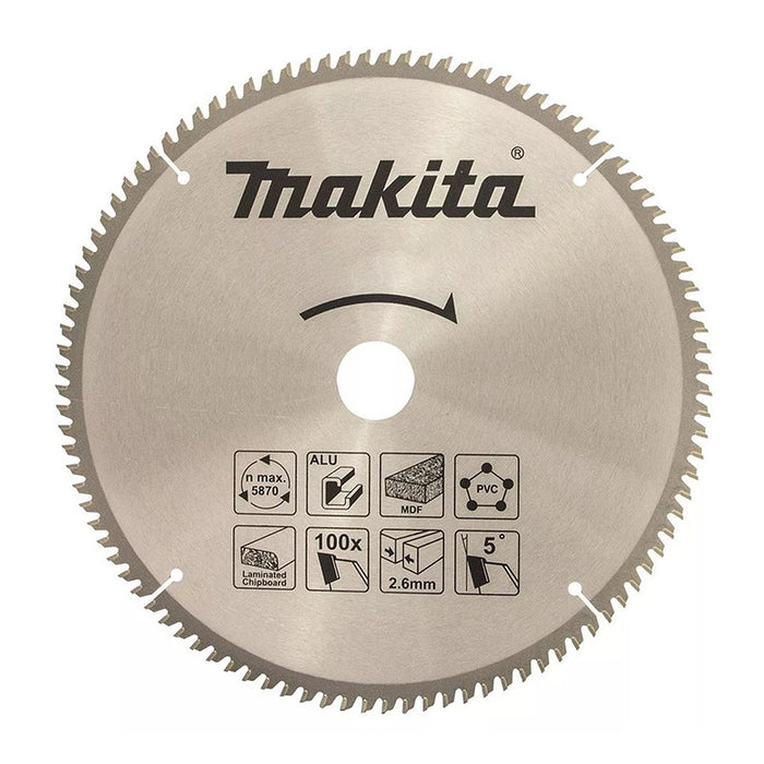 Lưỡi cưa nhôm TCT Makita đường kính 260mm, số răng từ 70-120 kiểu TCG, lỗ cốt 25.4mm dùng cho máy cưa đa góc ( Cấp 1 sao )