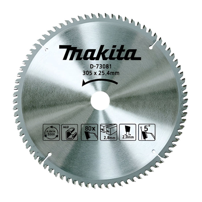 Lưỡi cưa nhôm TCT Makita đường kính 305mm, số răng từ 80-100 kiểu TCG, lỗ cốt 25.4mm dùng cho máy cưa đa góc ( Cấp 1 sao )
