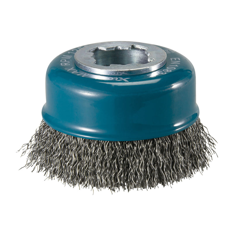 Chổi cước kim loại hình chén sợi thẳng Makita đường kính 75mm, công nghệ X-LOCK dùng cho các máy mài góc 100mm, 125mm ( Cấp 3 sao )