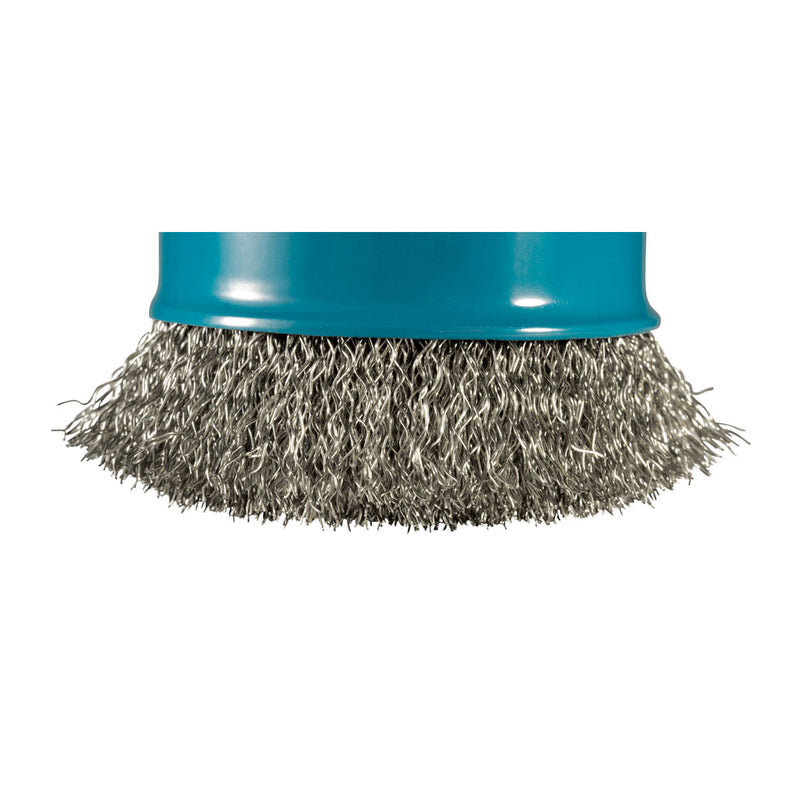 Chổi cước kim loại hình chén sợi thẳng Makita đường kính 75mm, công nghệ X-LOCK dùng cho các máy mài góc 100mm, 125mm ( Cấp 3 sao )
