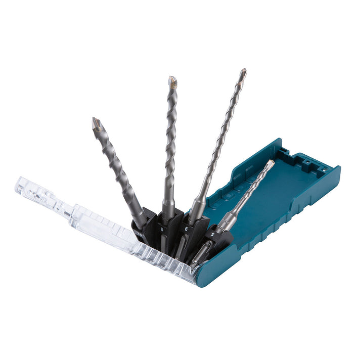 Bộ mũi khoan bê tông TCT 4 chi tiết Makita D-74136 kích thước từ 5mm - 10mm, đuôi gài SDS-Plus