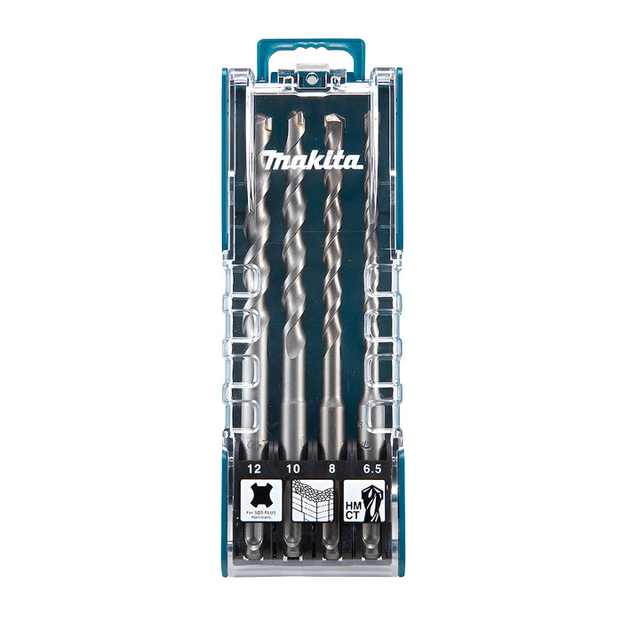 Bộ 4 mũi khoan bê tông TCT loại tiêu chuẩn đuôi gài SDS-Plus Makita D-74728  đường kính mũi từ 6.5mm-12mm ( Cấp 2 sao )