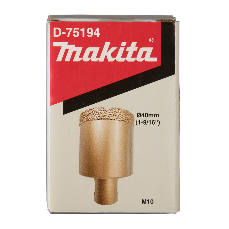 Mũi khoét lỗ kim cương cao cấp Makita dùng cho đám cẩm thạch, đá Granit, ngói sứ đường kính từ 5mm-50mm, ren trục M10 & M14 phù hợp cho các máy mài góc ( Cấp chuyên dụng )