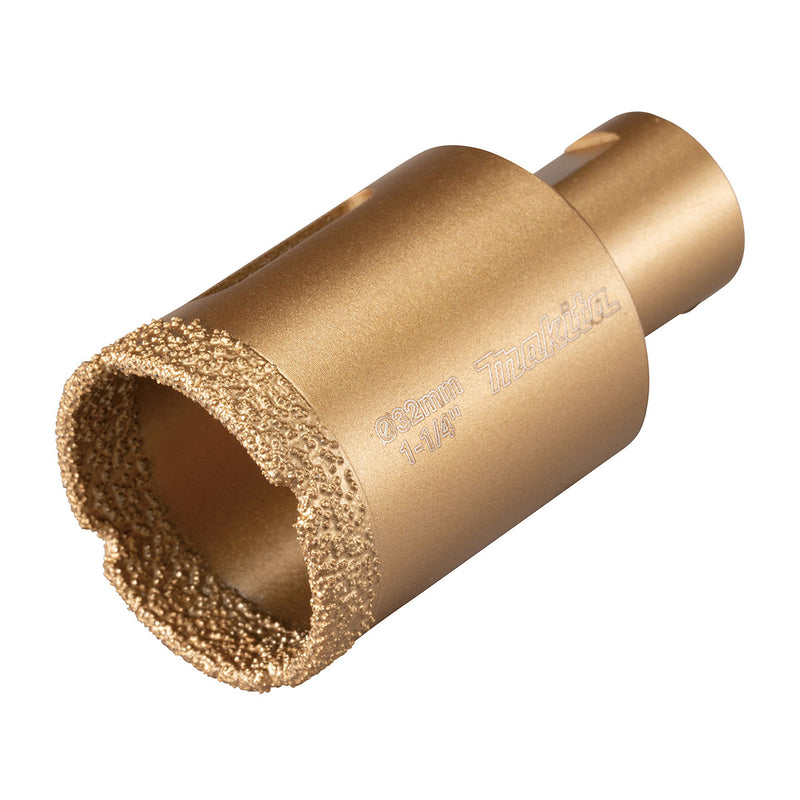 Mũi khoét lỗ kim cương cao cấp Makita dùng cho đám cẩm thạch, đá Granit, ngói sứ đường kính từ 5mm-50mm, ren trục M10 & M14 phù hợp cho các máy mài góc ( Cấp chuyên dụng )