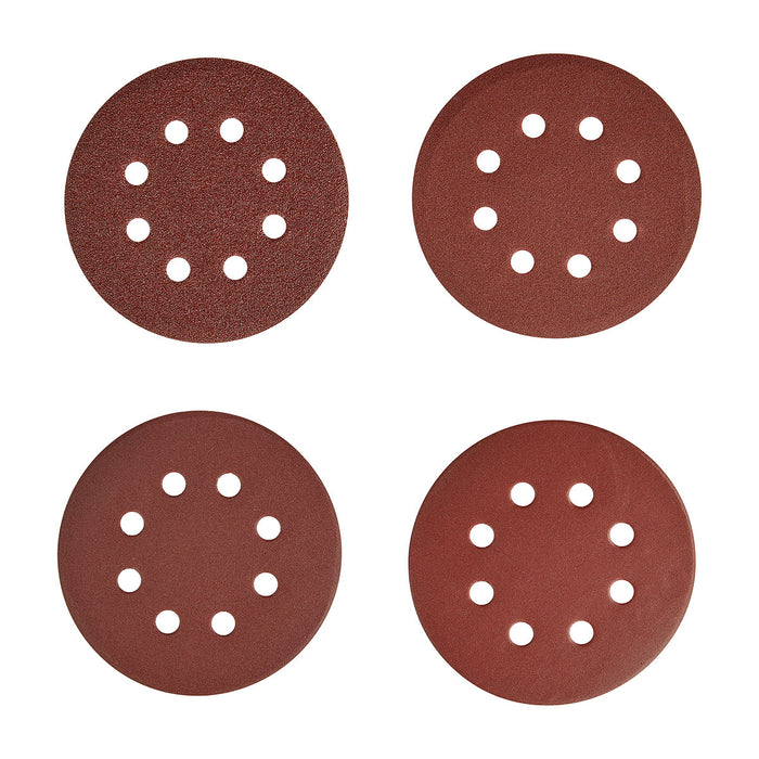 Hộp 20 giấy nhám tròn đục lỗ 125mm ( 5 inch ) Makita D-77229 cho gỗ, sơn, kim loại cỡ hạt từ A60-A320 dùng với đế gai ( Cấp 2 sao )