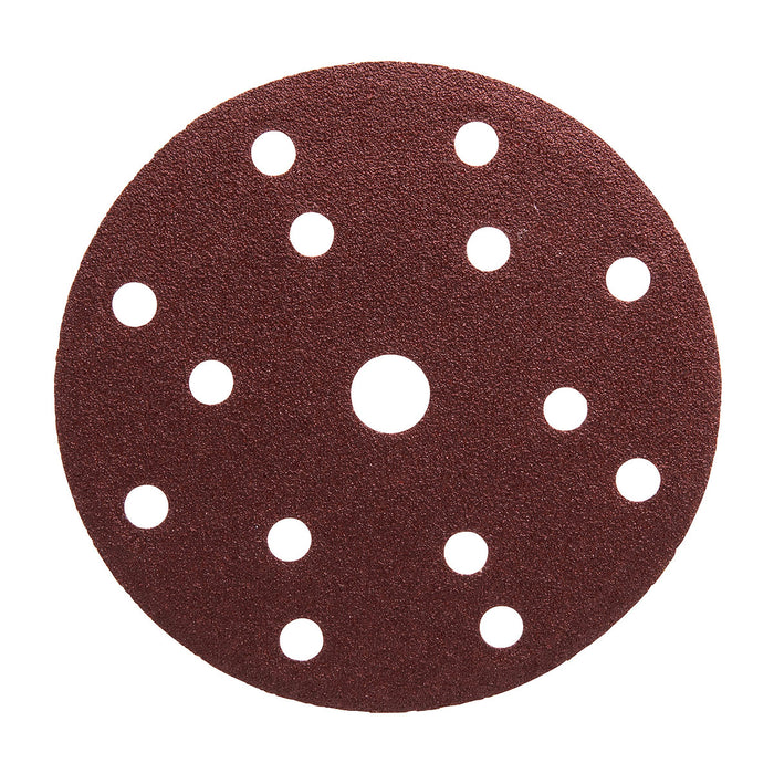 Hộp 20 giấy nhám tròn đục lỗ 150mm ( 6 inch ) Makita D-77235 cho gỗ, sơn, kim loại cỡ hạt từ A60-A320 dùng với đế gai ( Cấp 2 sao )