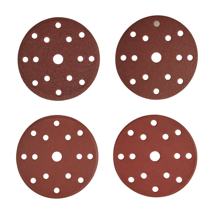 Hộp 20 giấy nhám tròn đục lỗ 150mm ( 6 inch ) Makita D-77235 cho gỗ, sơn, kim loại cỡ hạt từ A60-A320 dùng với đế gai ( Cấp 2 sao )