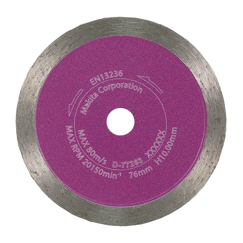 Lưỡi cắt kim cương 76mm kiểu mép phẳng Makita D-77263 dùng cho gạch, lỗ cốt 10mm, cắt khô tương thích với máy DMC300 ( Cấp 2 sao )
