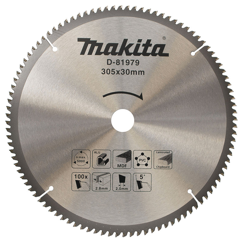 Lưỡi cưa đa vật liệu TCT Makita D-81979 đường kính 305mm, 100 răng, lỗ cốt 30mm