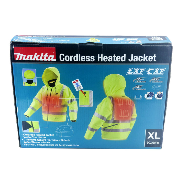 Áo khoác sưởi Makita DCJ206Y ấm dùng Pin 18V, 14.4V LXT