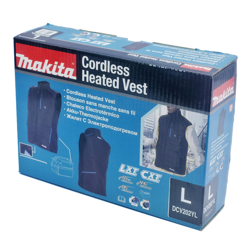 Áo khoác sưởi ấm Makita DCV202Y dùng Pin 18V LXT, 14.4V, dạng áo không tay