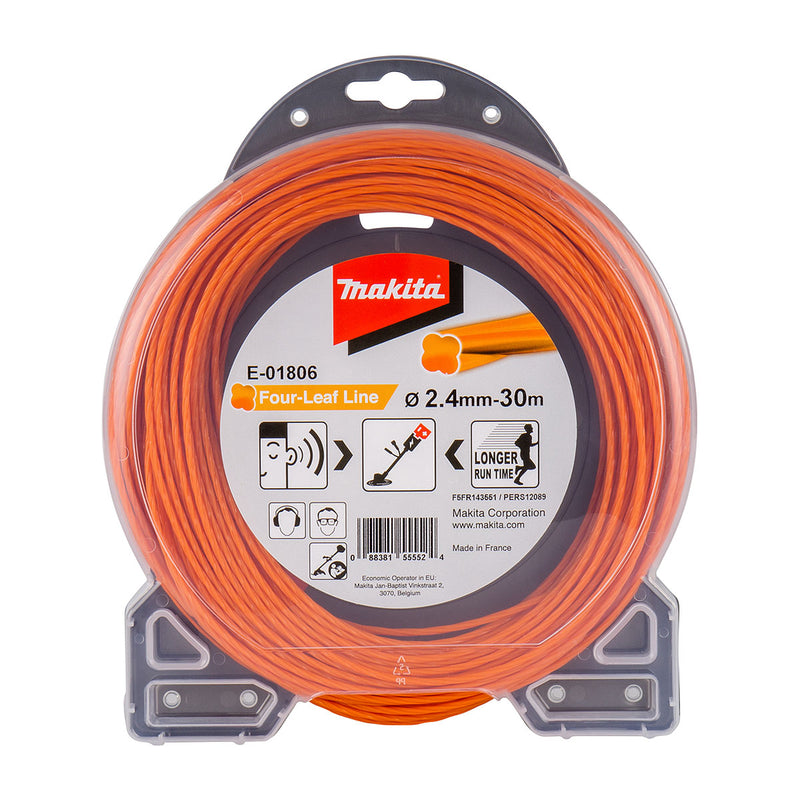 Dây cước cắt cỏ Makita loại dây đơn 4 cánh dày 2.4mm, cuộn dài từ 15m - 225m