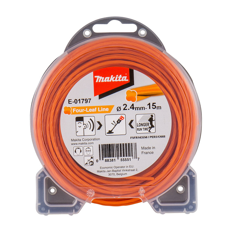 Dây cước cắt cỏ Makita loại dây đơn 4 cánh dày 2.4mm, cuộn dài từ 15m - 225m