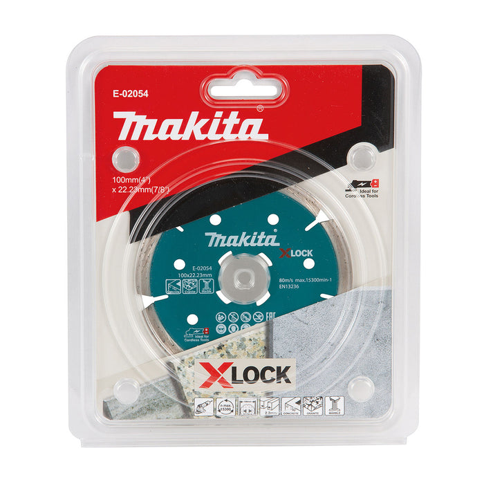 Lưỡi cắt kim cương 100mm kiểu răng phân đoạn Makita E-02054 dùng cho bê tông, đá hoa cương công nghệ X-LOCK, cắt khô ( Cấp 4 sao )