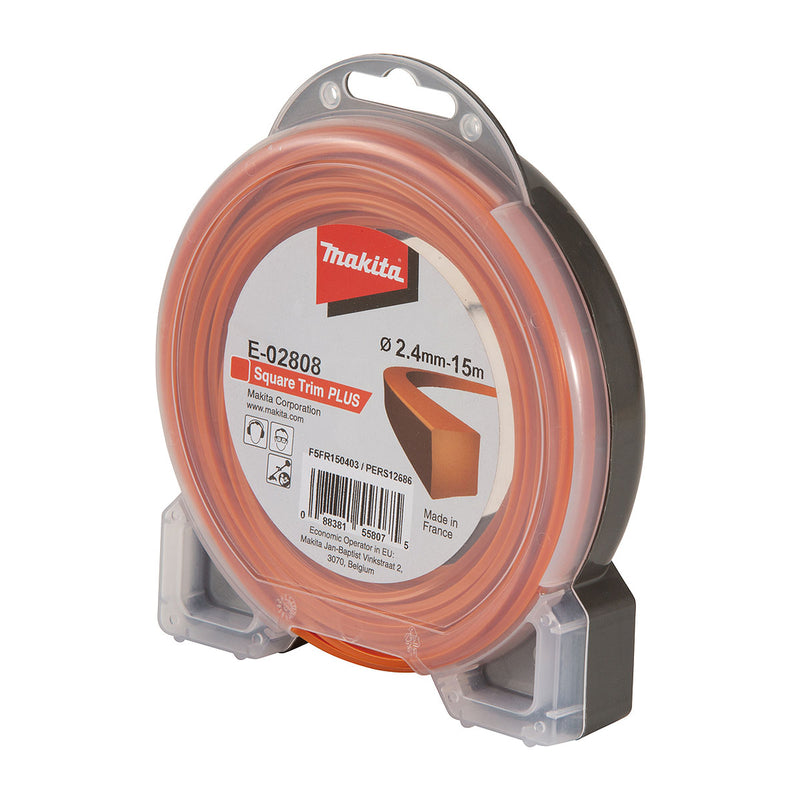 Dây cước cắt cỏ Makita loại dây đơn tiêu chuẩn sợi vuông dày 2.4mm, cuộn dài từ 15m - 206m