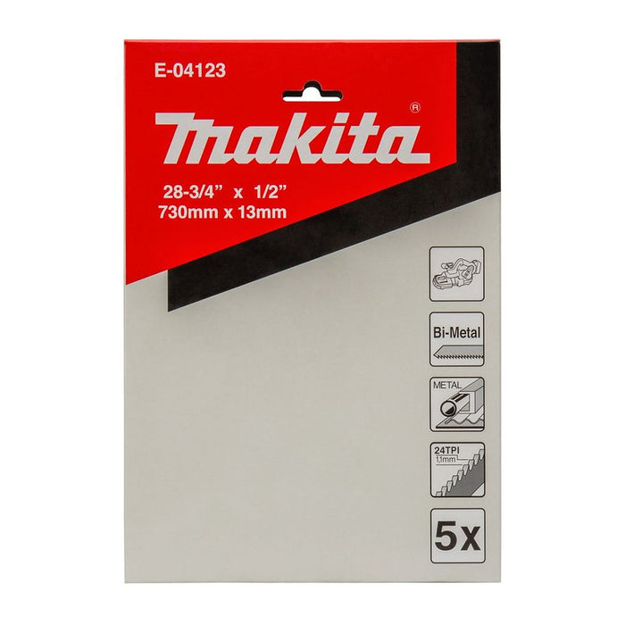 Hộp 5 lưỡi cưa vòng Bi-Metal Makita dùng cho Inox và kim loại cứng, chiều dài 730mm số răng từ 14-24 TPI, răng dạng sóng ( Cấp 3 sao )