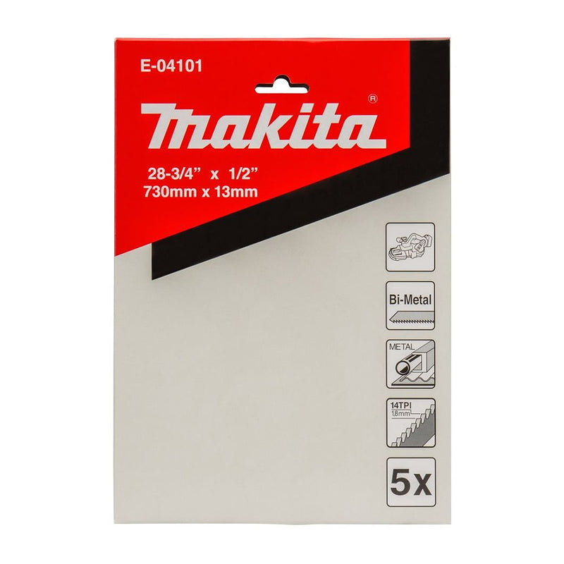 Hộp 5 lưỡi cưa vòng Bi-Metal Makita dùng cho Inox và kim loại cứng, chiều dài 730mm số răng từ 14-24 TPI, răng dạng sóng ( Cấp 3 sao )