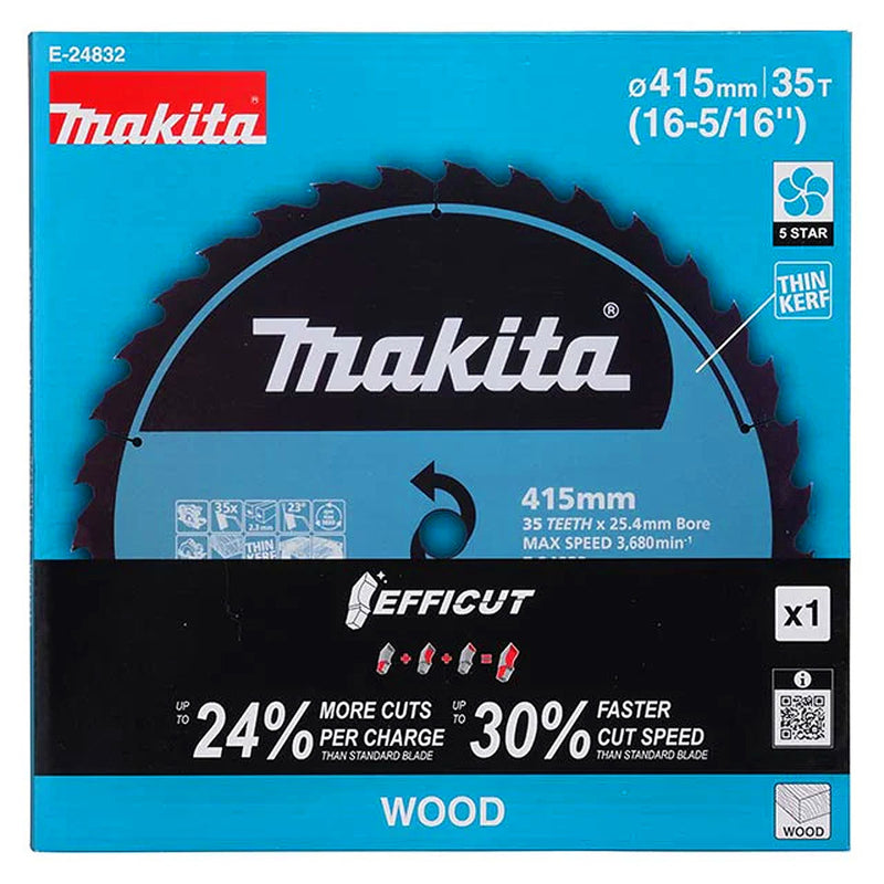 Lưỡi cưa gỗ Efficut TCT Makita E-24832 đường kính 415mm, lỗ cốt 25.4mm,  35 răng
