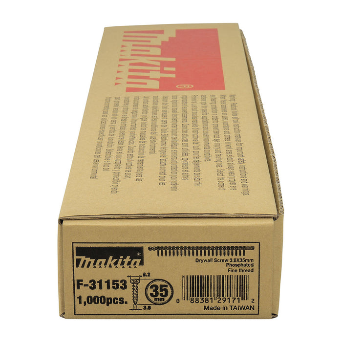 Hộp 1000 vít cuộn Makita dùng cho tấm thạch cao, và tấm kim loại kích thước PH2, chiều dài từ 25mm-45mm