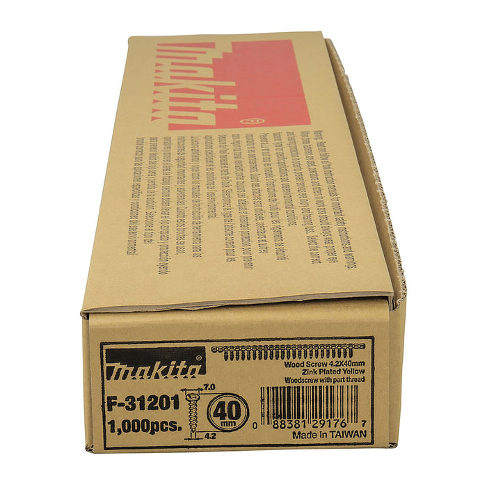Hộp 1000 vít cuộn Makita F-31201 dùng cho ván ép và gỗ cứng, kích thước PH2, chiều dài 40mm