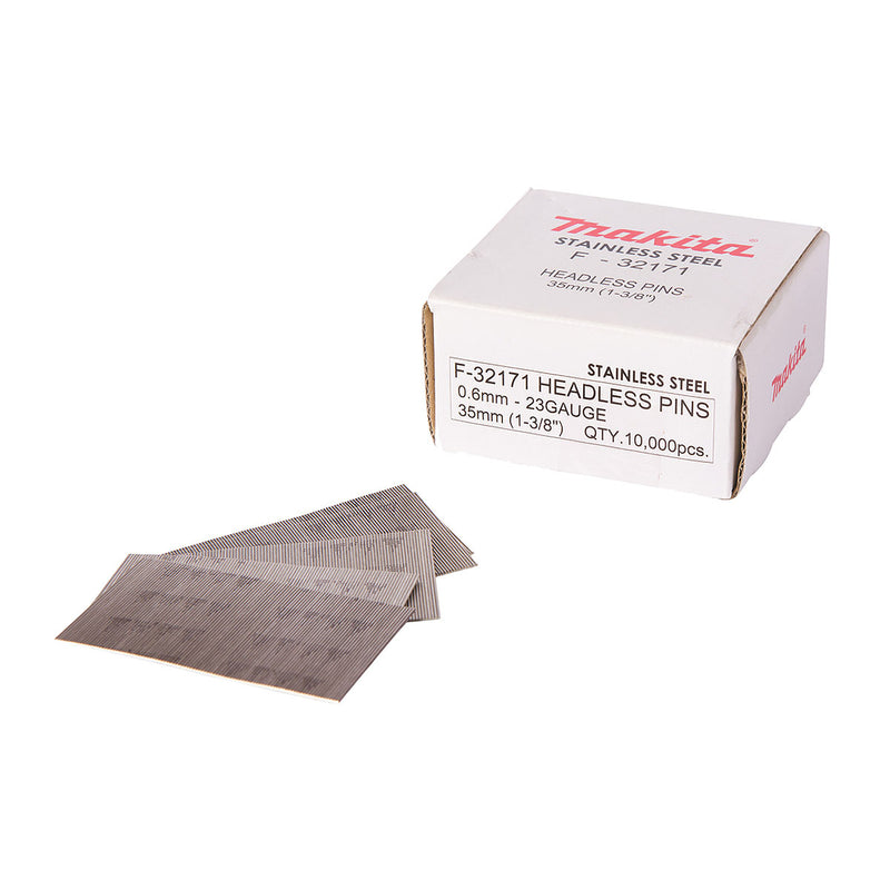 Hộp 10,000 đinh chỉ trơn loại không gỉ Makita cở đinh 0.6mm (23Ga), chiều dài từ 18mm-35mm dùng cho các máy bắn đinh