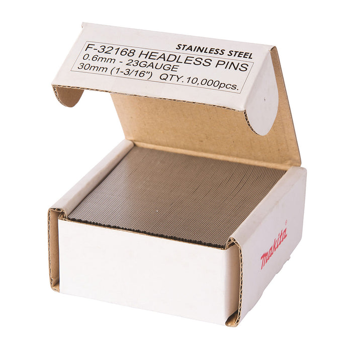 Hộp 10,000 đinh chỉ trơn loại không gỉ Makita cở đinh 0.6mm (23Ga), chiều dài từ 18mm-35mm dùng cho các máy bắn đinh