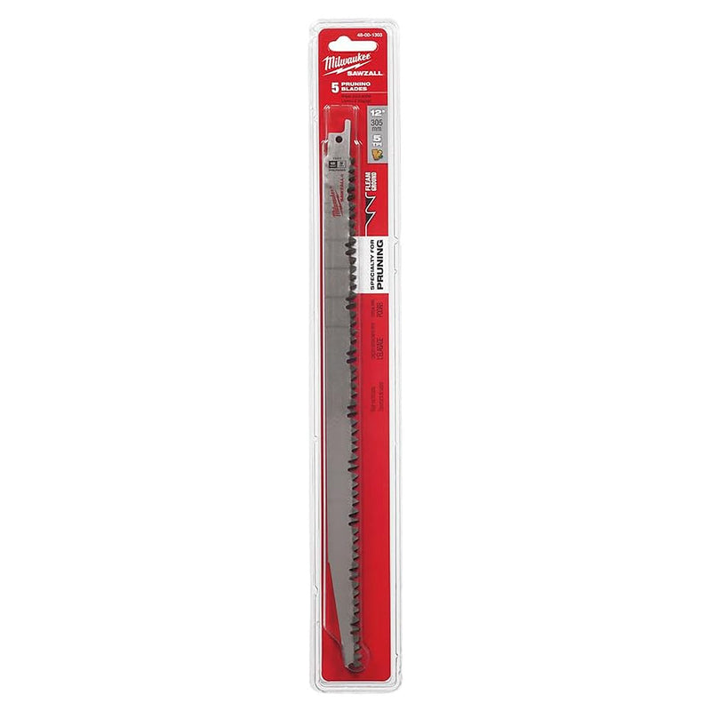 Hộp 5 lưỡi cưa kiếm Bi-Metal Milwaukee dùng cho gỗ mềm và cây xanh, số răng 5 TPI, chiều dài từ 230 - 300mm