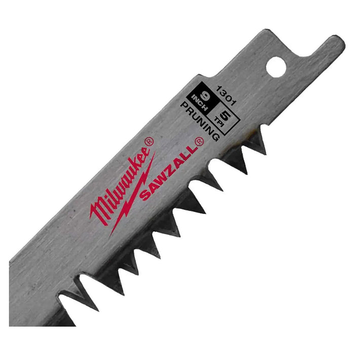 Hộp 5 lưỡi cưa kiếm Bi-Metal Milwaukee dùng cho gỗ mềm và cây xanh, số răng 5 TPI, chiều dài từ 230 - 300mm