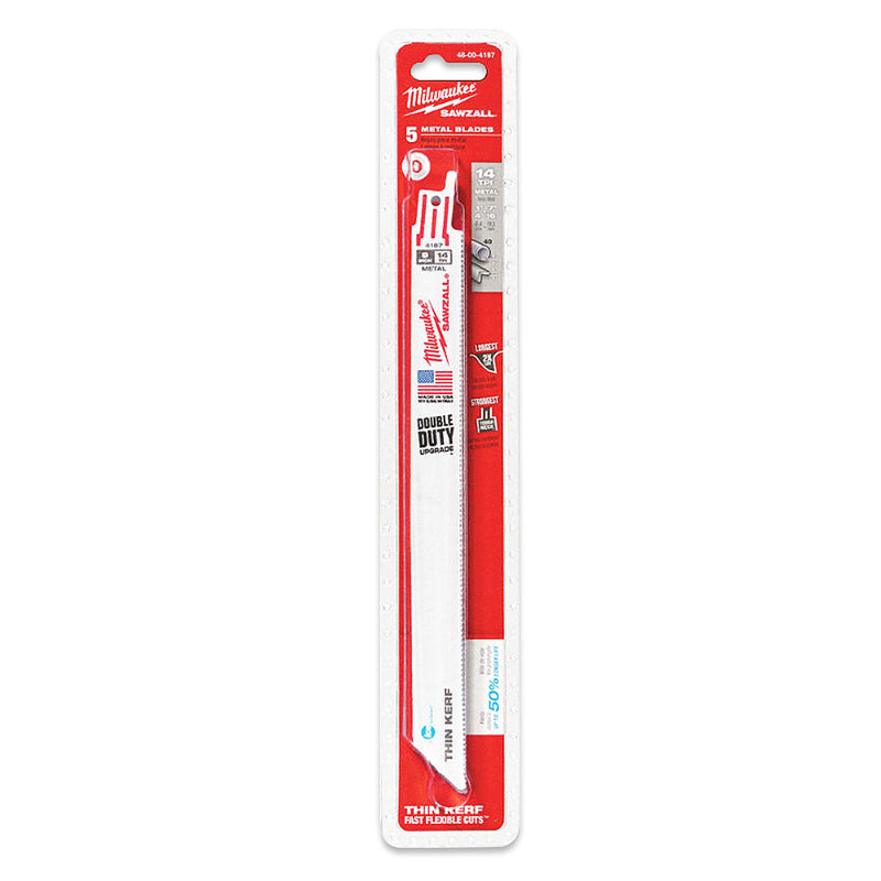 Hộp 5 lưỡi cưa kiếm Bi-Meta-Co dòng Thin Kerf Milwaukee dùng cho Inox, số răng 14 TPI, chiều dài từ 152 - 228mm