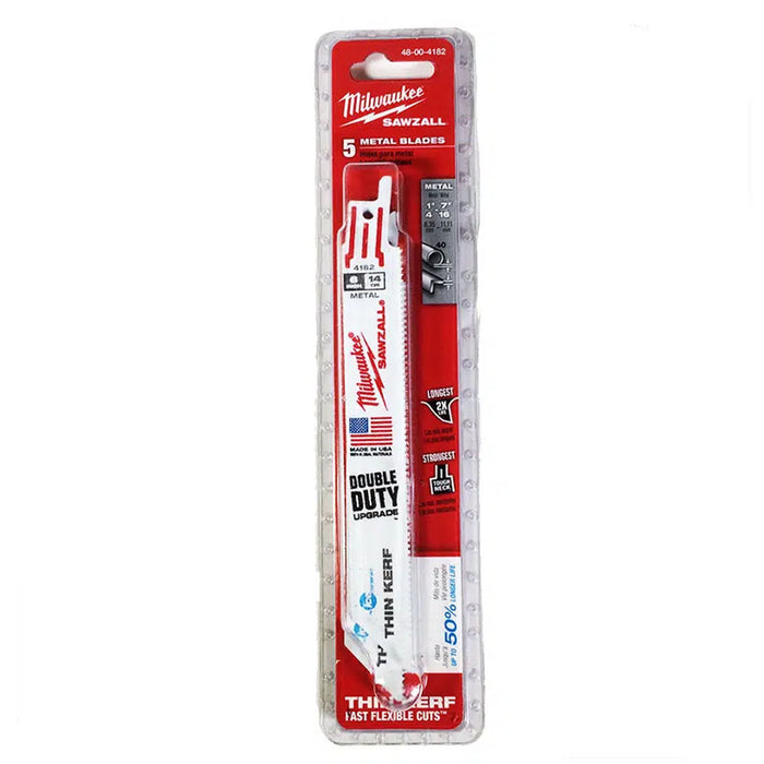 Hộp 5 lưỡi cưa kiếm Bi-Meta-Co dòng Thin Kerf Milwaukee dùng cho Inox, số răng 14 TPI, chiều dài từ 152 - 228mm