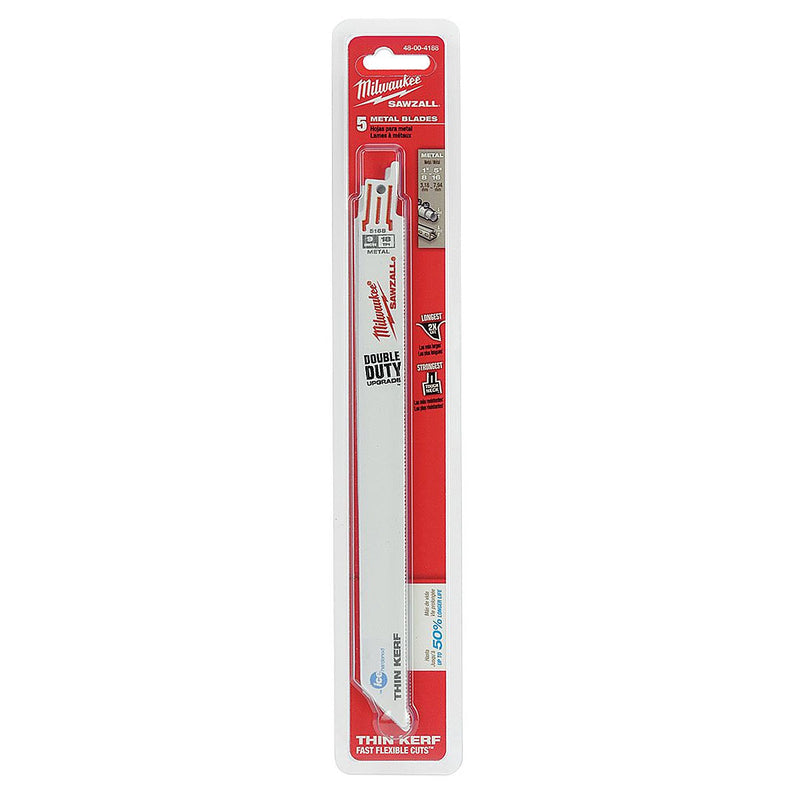 Hộp 5 lưỡi cưa kiếm Bi-Meta-Co dòng Thin Kerf Milwaukee dùng cho Inox, số răng 18 TPI, chiều dài từ 152 - 228mm